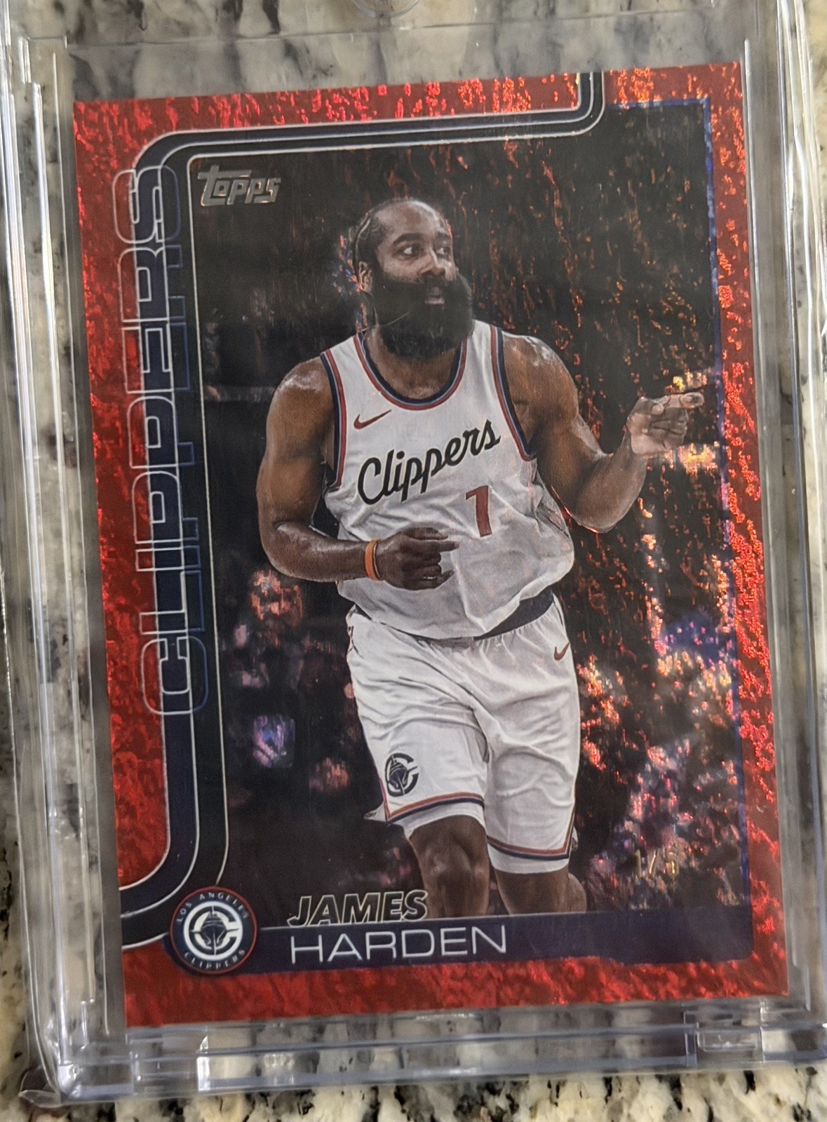 James Harden 2024-25 Topps Flagship Clippers #143 Red 1/5 Number Match SSP