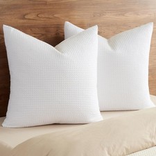 Cotton Waffle Euro Shams 26" x 26", White, No Insert 100 Cotton Waffle Weave