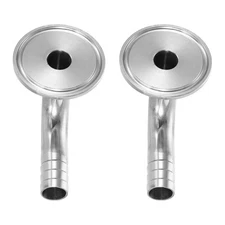 2 Pcs 90 Degree Elbow Tri Sanitary Clamps Hose Barb 5/8" Tube 50.5mm Ferrule