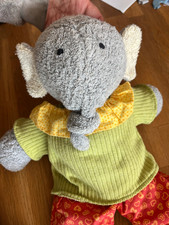 Sigikid Elefant Frottee Rot Gelb VINTAGE Kuscheltier Plüschtier ca. 38 cm