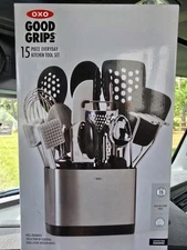 New OXO Good Grips 15 Piece Everyday Kitchen Tool Set Silver