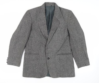 Pioneer Wear Herren Sakko Blazer Grau Fischgrät Acryl Größe 40 Regular