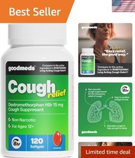 Cough Relief for Adults Softgels Dextromethorphan HBr DXM 15mg 8Hour, Non-Dro...