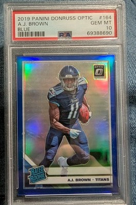 2019 Panini Donruss Optic A.J. Brown Blue Rated Rookie #164 PSA 10 014/150 RC