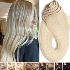 CLEARANCE Clip In Russian 100 Remy Real Human Hair Extensions 8Pieces Full Head
