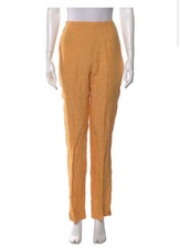 Escada Authentic Orange Yellow 100 Linen High Rise Pants 34 4 Small