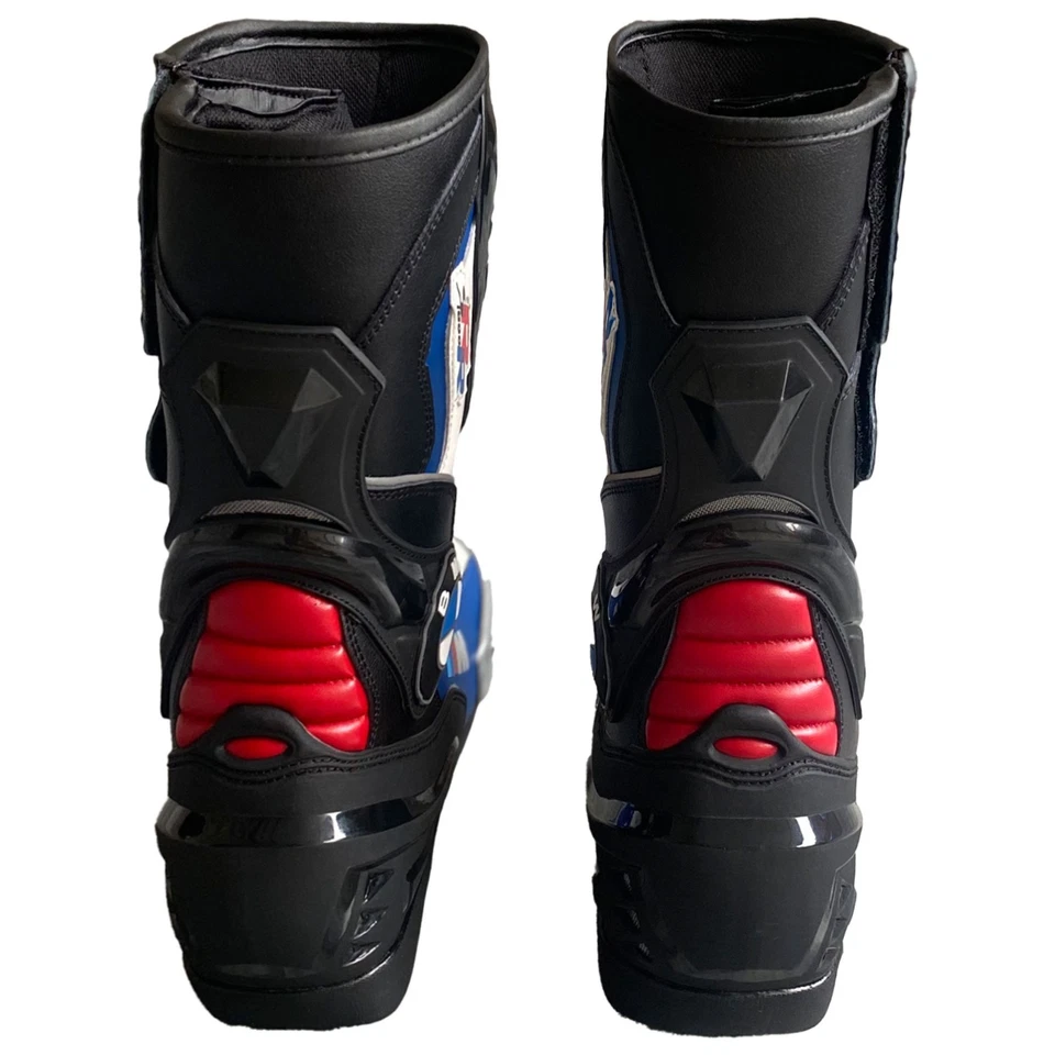 Botas de cuero BMW Motorrad S1000RR M Series azul blanco negro moto carreras Foto 3 de 4