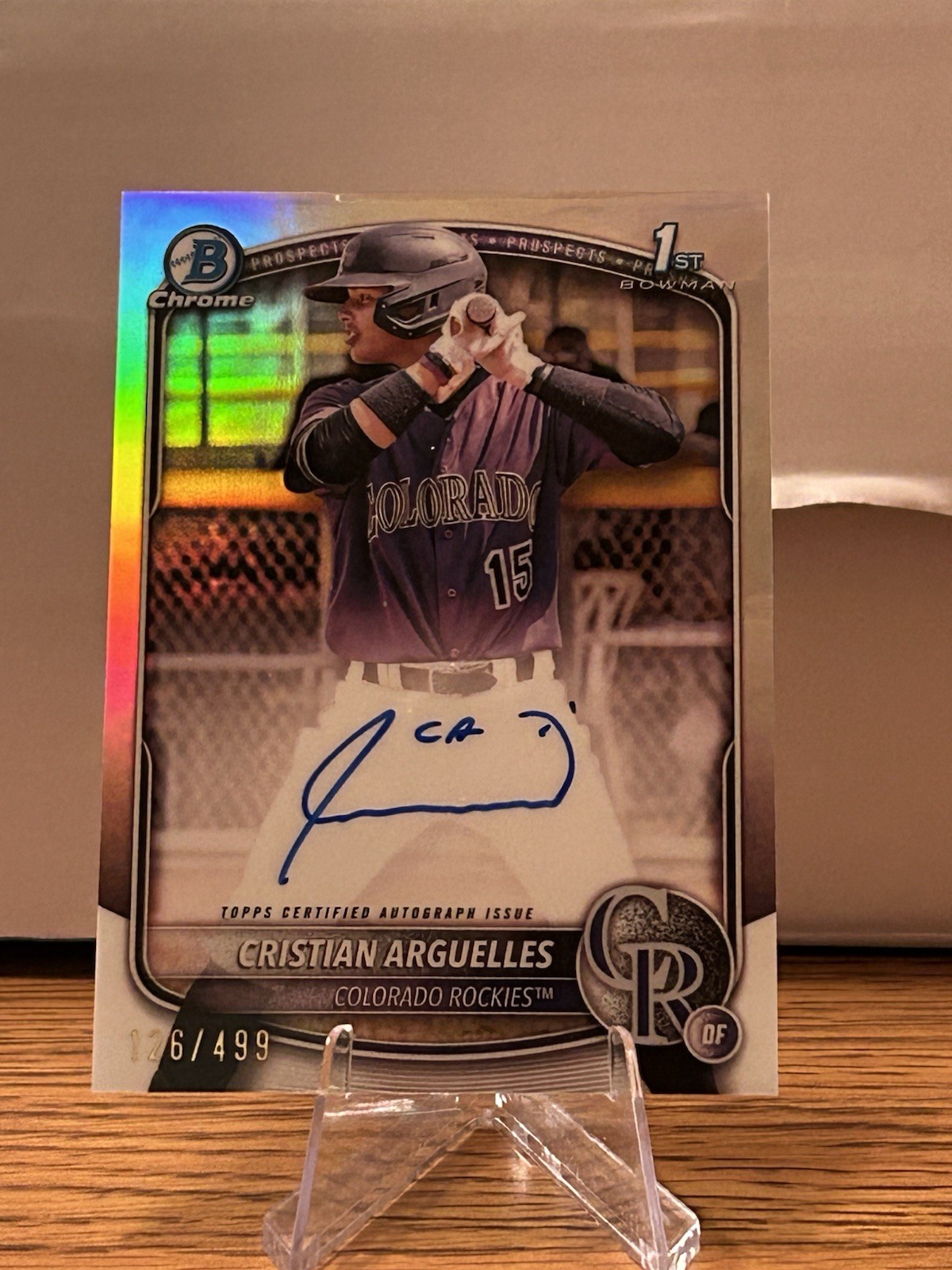 2025 Bowman Cristian Arguelles Chrome Refractor Auto /499 #CPA-CAR view 3