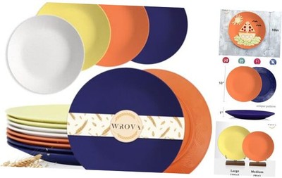 Wheat Straw Dinner Plates 10 Inch Unbreakable Set of 8,Dishwasher & Microwave 