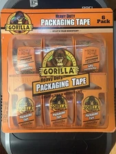 6 X Gorilla Heavy Duty Packaging Tape 1.88" Durable Split Tear Tape Dispenser