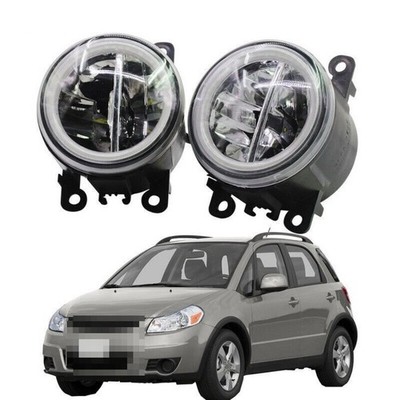 LED Fog Light + Angel Eye Rings Daytime Running Lights DRL Fit For Suzuki SX4