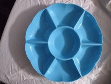 New Chip & Dip Bowl/Tray 15.7" Serving Platter Bright Summer Blue Party Buffet