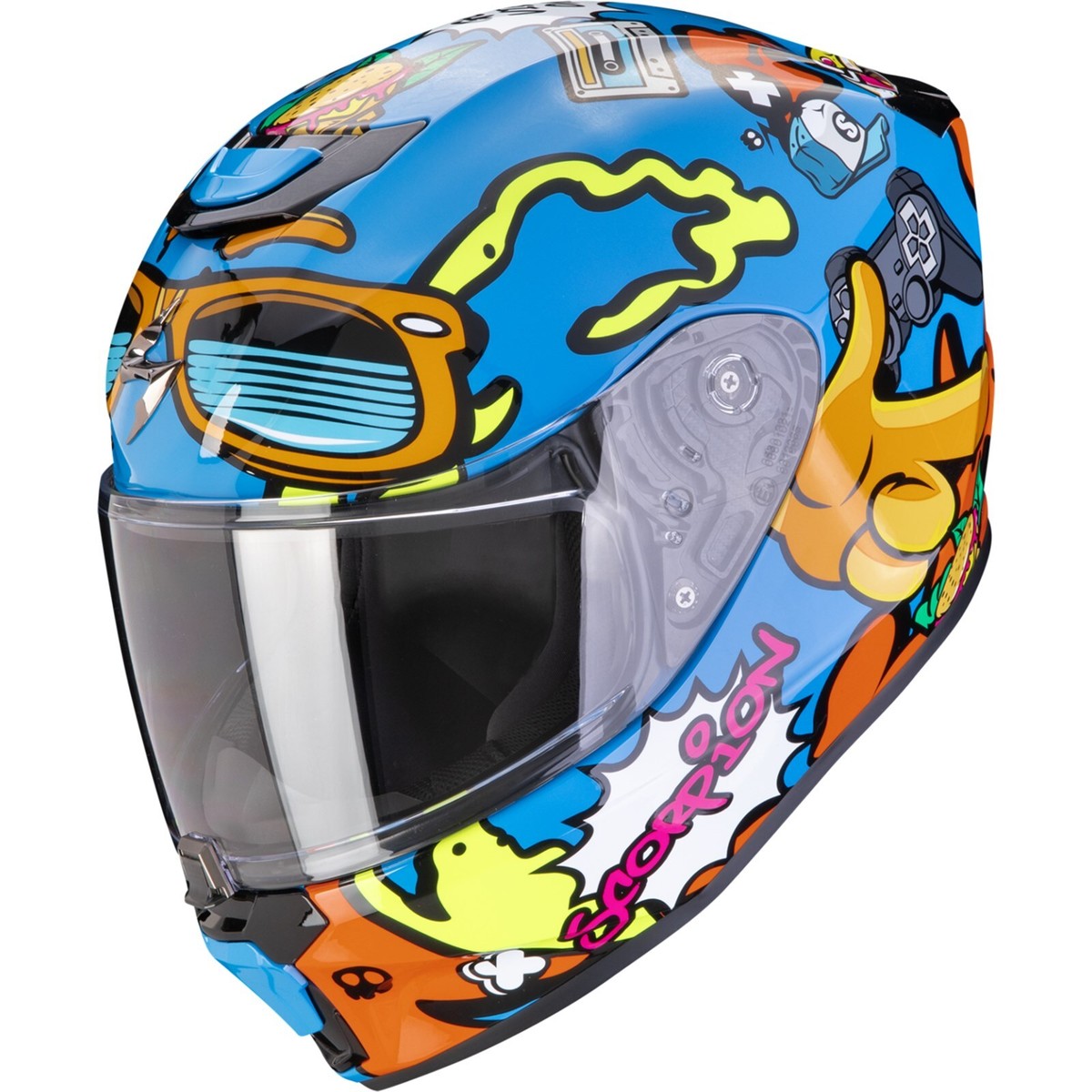Kids Motorcycle Helmet S Scorpion EXO-JNR Air Fun Blue-Orange