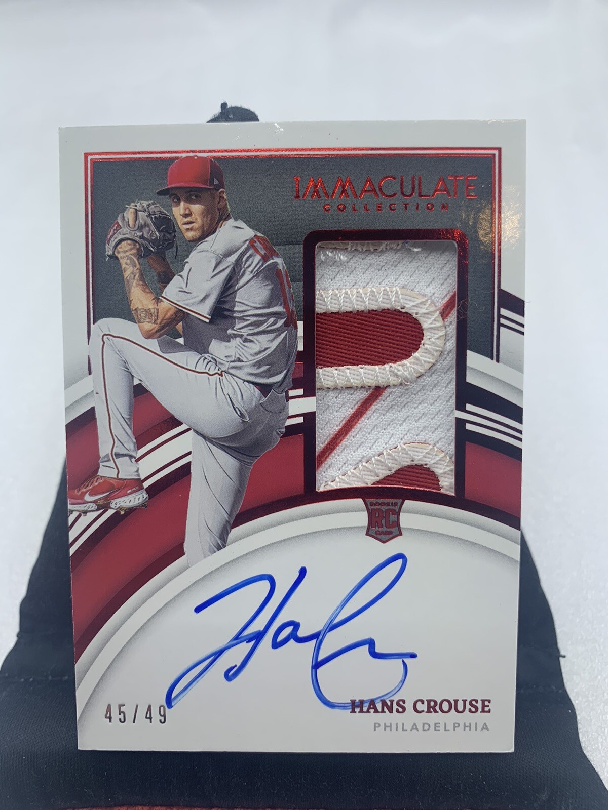 2022 Panini Immaculate Red /49 Hans Crouse RPA Rookie Patch Auto RC PHILLIES G1