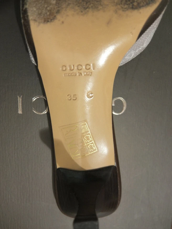 GUCCI by Tom Ford Sandales Mules à Talons Fins Arrondis GG Logo 36 Rose Pâle - Photo 3/3