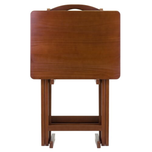 Winsome Alex 5-Pc Snack Table Set, Walnut Finish Folding, Lightweight, Portable