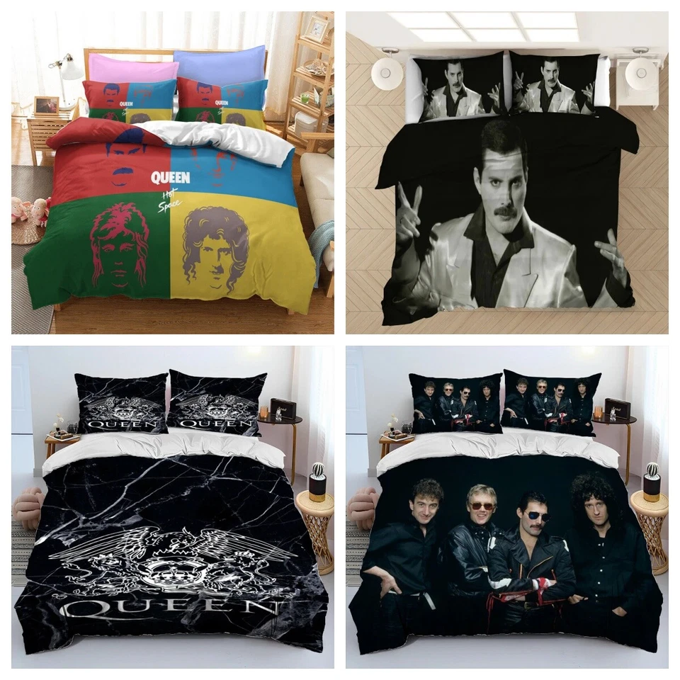 MARKENLOS Set copripiumino 3D Queen Band Freddie Mercury set lenzuola 135 x 200 200 x 200 3 pezzi