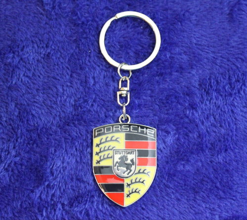 Light Metal Porsche License Plate Frame Key Fob Key Chain Accessory Crest - Picture 11 of 14