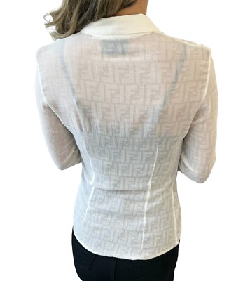 FENDI Vintage Zucca Monogram Logo See-though Shirt Top #42