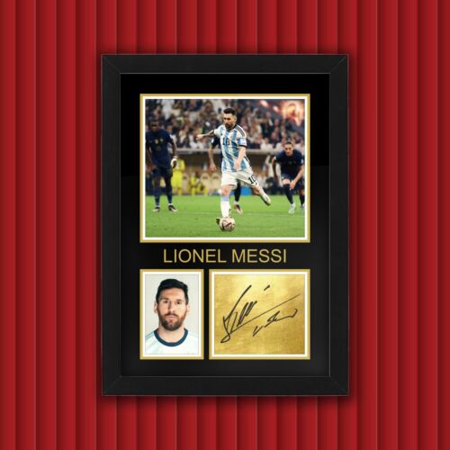 Framed LIONEL MESSI / ARGENTINA - Display w Reproduced Autograph Signature - Picture 1 of 1
