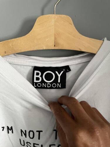BOY LONDON Bad Example Baby Print Graphic White T-Shirt Thick Top Size Large - Picture 8 of 9