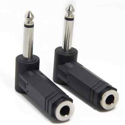 Ancable 2-Pack 1/4 Inch Right Angle TS Male To 1/4 Inch TS Female Adapter, 1/4
