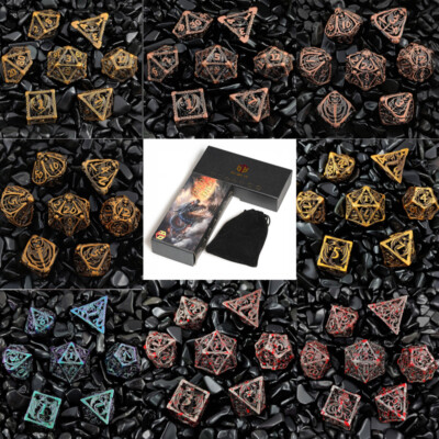 Metal Hollow Poly Dice Set - (Select Colour) /D&D RPG DND Dungeons and Dragons