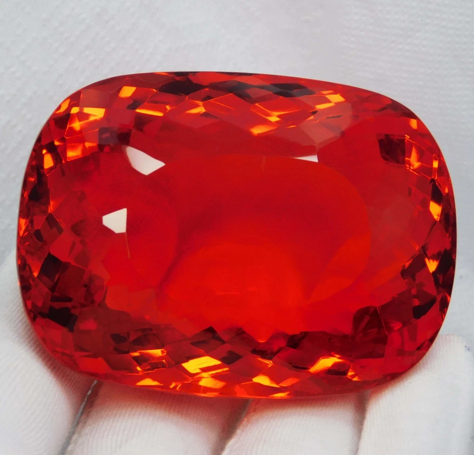 "Certificado 671,50 Ct Topázio Natural Laranja-Vermelho - Pedra Preciosa Solta Corte Almofada" - Imagem 3 de 4