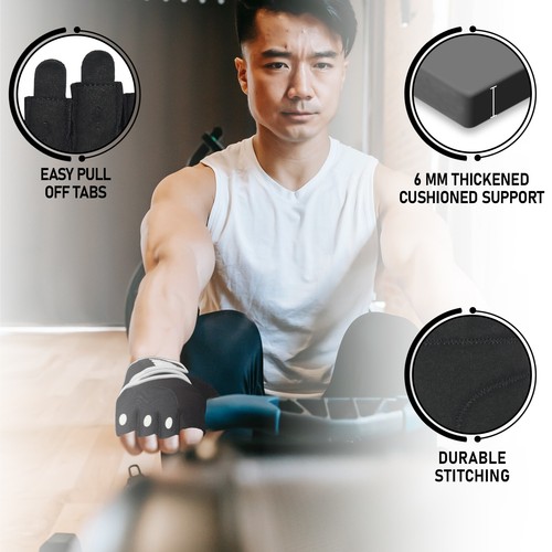WEIGHT LIFTING GLOVES WITH WRIST SUPPORT STRAP FITNESS GYM WORKOUT TRAINING - Picture 10 of 32