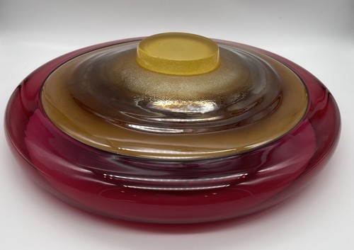 Amazing MICHAEL MORTARA ART GLASS BOWL SIGNED DATED RUBY Swirl - Picture 7 of 8