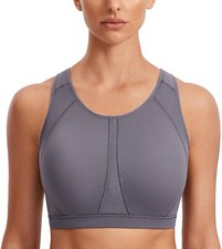 SYROKAN Women's Sports Bra High Neck High Impact Racerback Wirefree Padded Bras