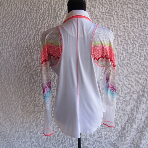 Lucky in Love Womens Top L Pullover White Colorful Golf Pickeball Art Snaps - Picture 12 of 12