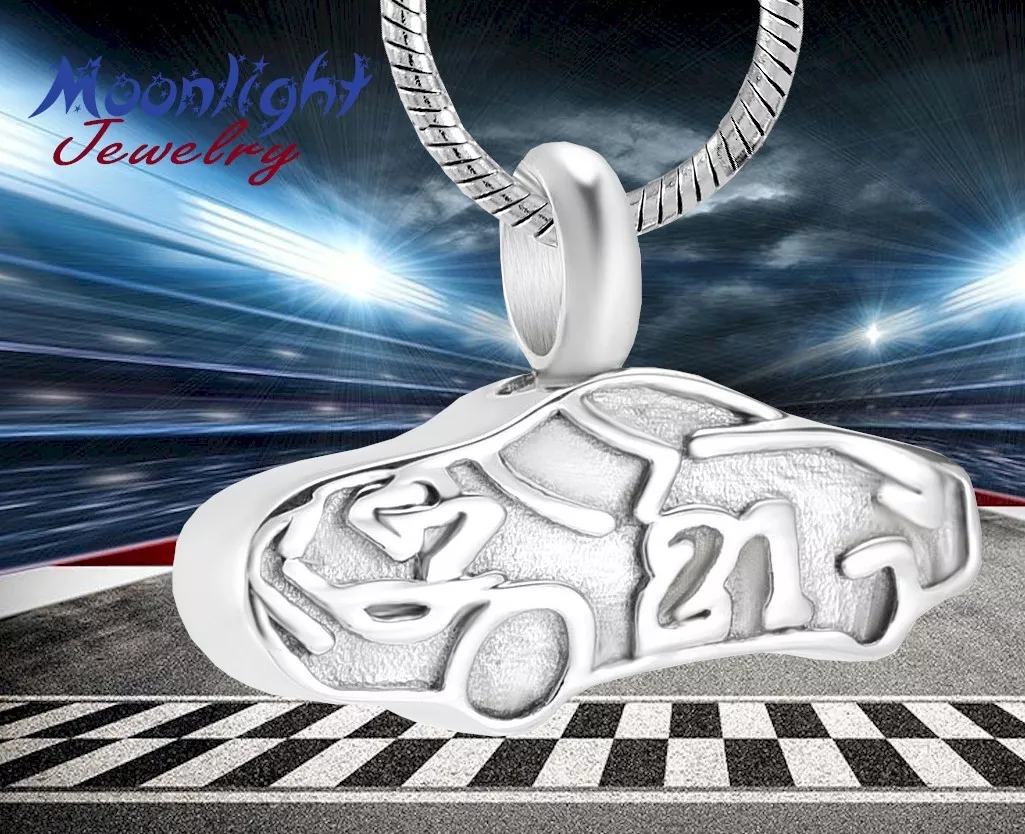New Racecar Car Urn Cremation Pendant Ashes Silver Memorial