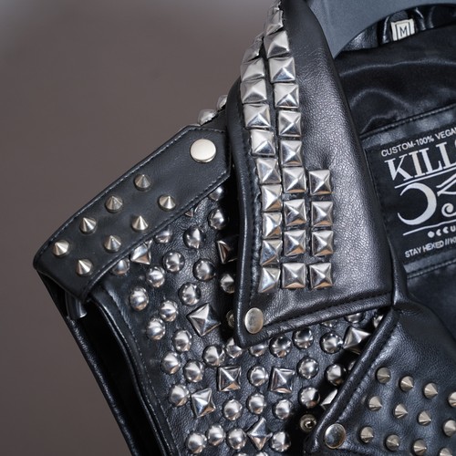 Killstar Studded Overload II Vest Faux Leather Sleeveless Mens Medium Jacket M - Picture 21 of 23