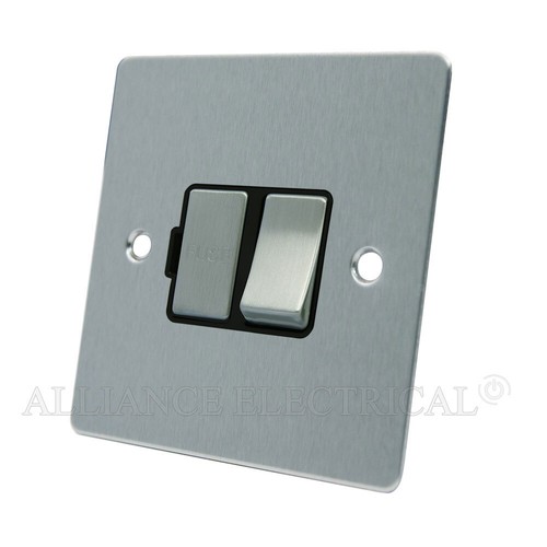 Brushed Satin Chrome Flat Switched Fused Spur - Unidad de conexión fusionada de 13 amperios - Imagen 2 de 5