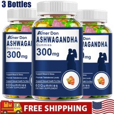  3 pack Ashwagandha Gummies 300mg Organic Root Extract Supplement Women  Men