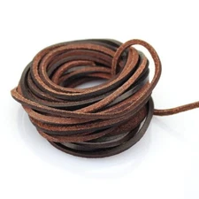 3mm Flat Genuine Leather Strip Cord Braiding String Dark Brown Espresso 5 Yards