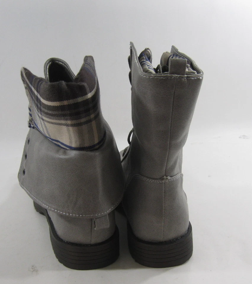 NUEVO Gris 1.5" Tobillo Encaje Combate Montar Invierno Sexy Bota Mujer Talla 8.5 Foto 4 de 4