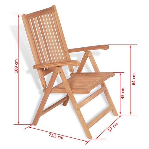 NNEVL Reclining Garden Chairs 2 pcs Solid Teak Wood - Picture 8 of 8
