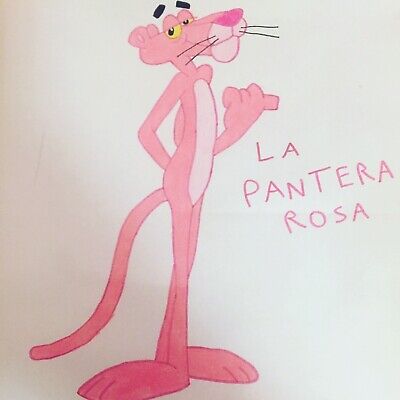 Disegno Della Pantera Rosa Fatto E Colorato Con Le Matite Ebay