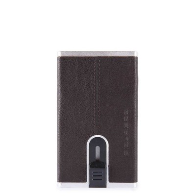 Piquadro Black Square Card Holder With Sliding System Dark Brown PP4825B3R-TM