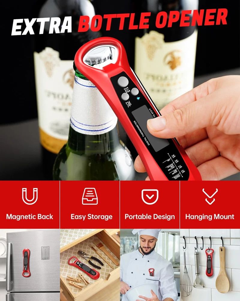 Meat Thermometer Digital, Instant Read Meat Thermometer for Grill and Cooking, W