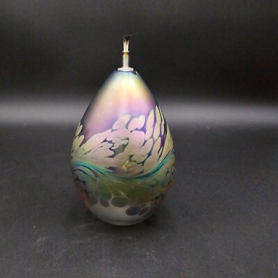 Brian Maytum Modern Studio Blown Art Glass Iridescent Oil Lamp Vase Signed AS IS