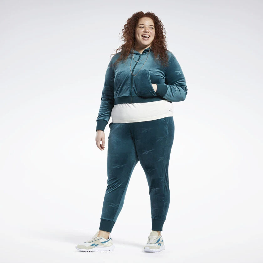 Reebok Women s Classics Energy Q4 Velour Zip Up Sweatshirt Plus
