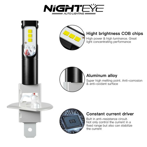 NIGHTEYE H1 LED Fog Light Bulbs Replace Kit 6500K White For CITROEN C2 2004-2008 - Picture 5 of 12