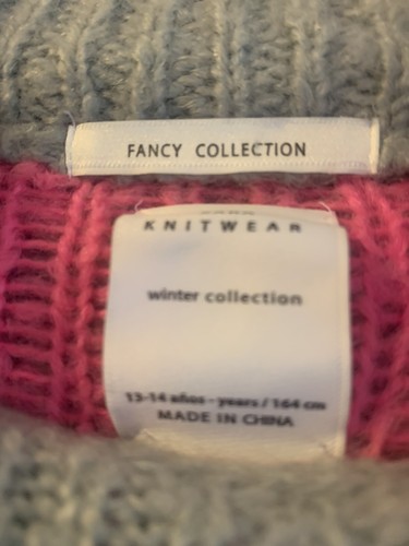 Zara Knitwear Fancy Collection Gray Electric Design Acrylic Sweater Size 13/14Y - Picture 8 of 8