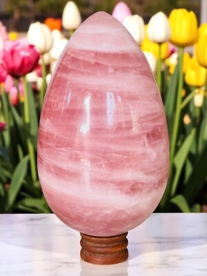 HUGE 279MM AAA++ Pink Star Rose Quartz Egg Healing Energy Meditation Gift