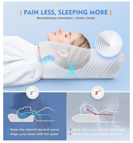 Osteo Contour Cuscino Memory Foam per Dolori al Collo Design Cavo, Queen Size - Foto 6 di 10