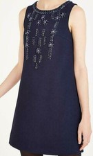 Louche Sleeveless Embellished Mini Party Aline Navy Shift Dress UK 8 £79 BNWT