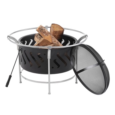 Mainstays 30 Inch Steel Fire Bowl Outdoor Black Chrome ...